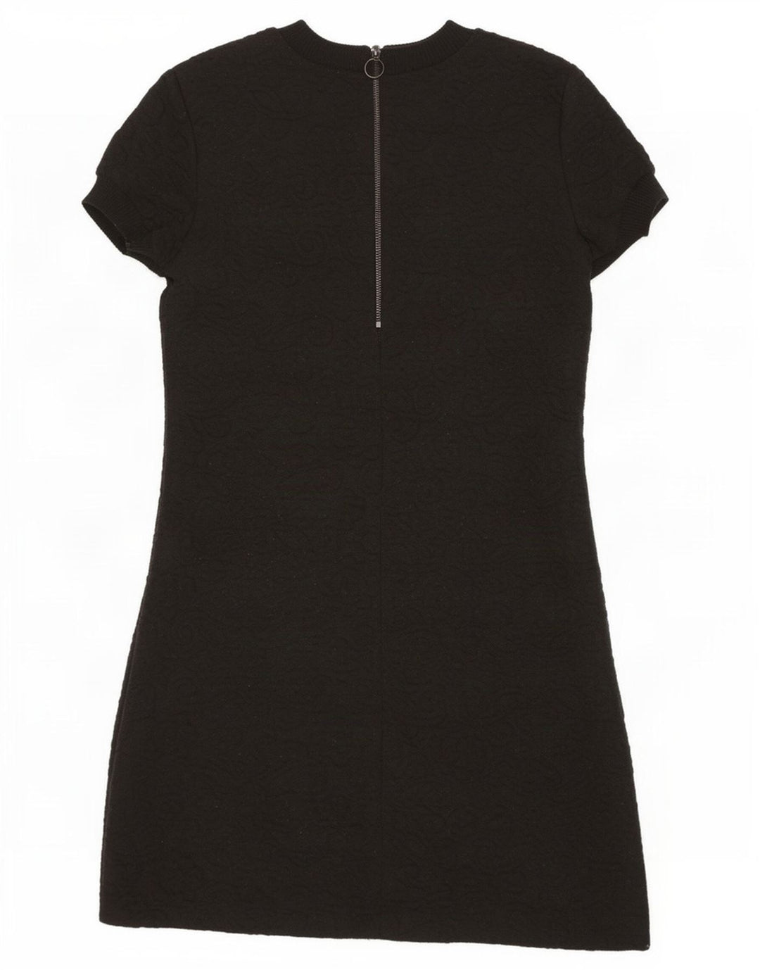 Zara Vestido Básico De Manga Corta Para Mujer UK 40 Small Black Paisley Poliéster