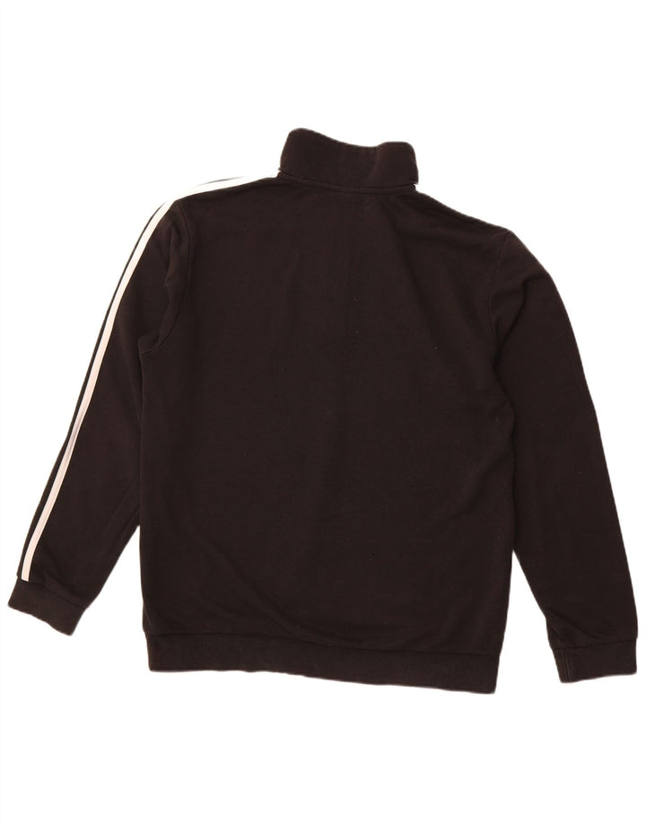 ADIDAS Hombre Zip Neck Sudadera Jumper Medium Negro Algodón