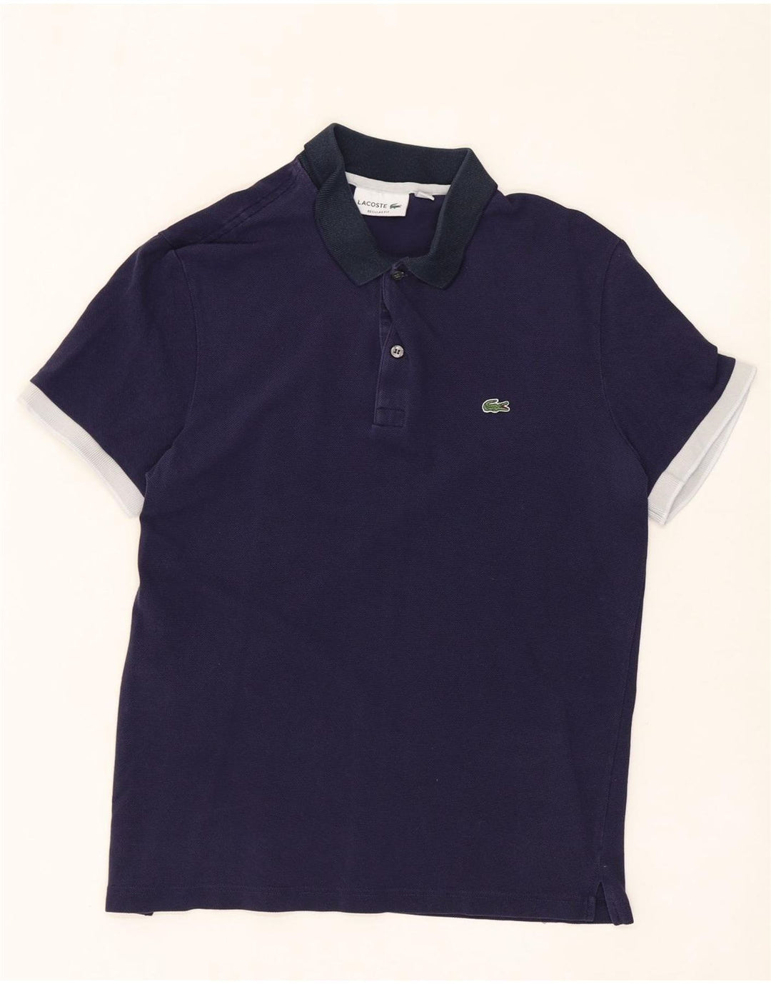 LACOSTE Polo de corte regular para hombre talla 4 mediano algodón azul marino