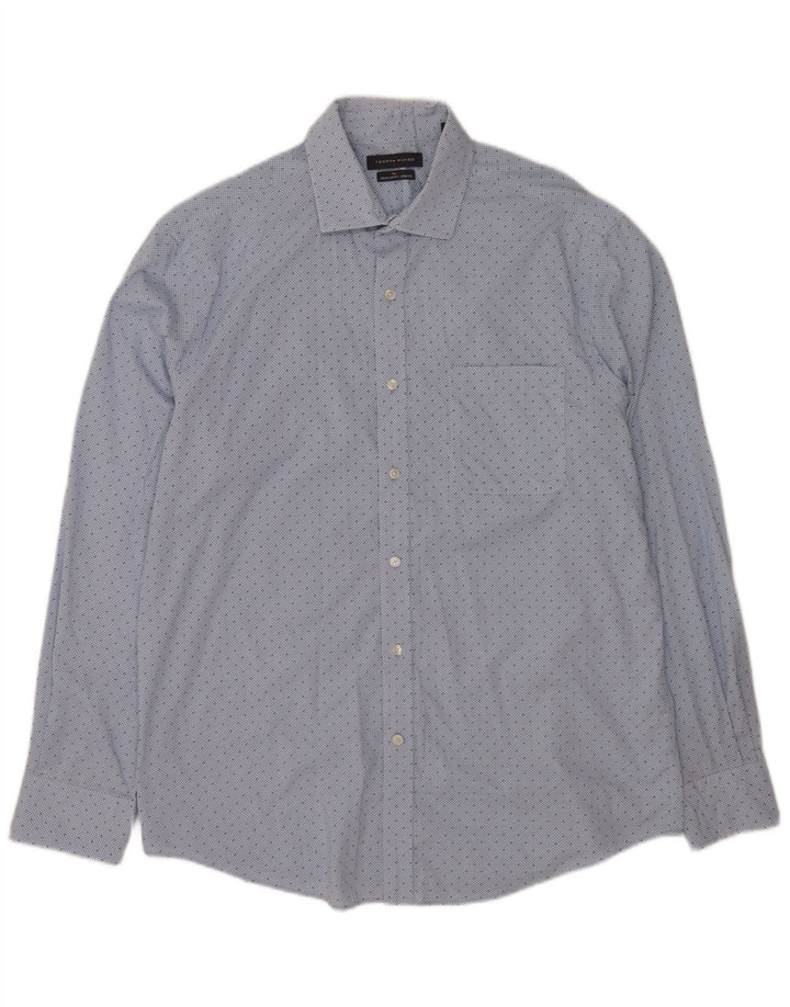 Tommy Hilfiger Camisa de corte regular para hombre Talla 16 1/2 Algodón a cuadros azul grande