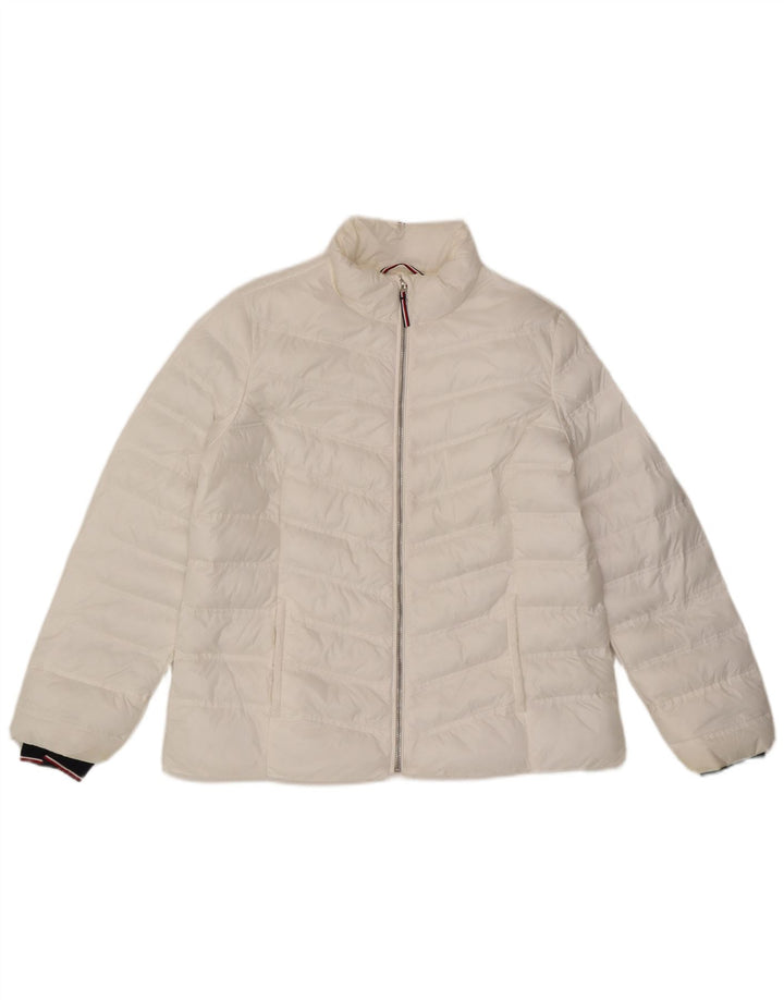 TOMMY HILFIGER Chaqueta acolchada para mujer UK 46 Grande Poliamida blanca
