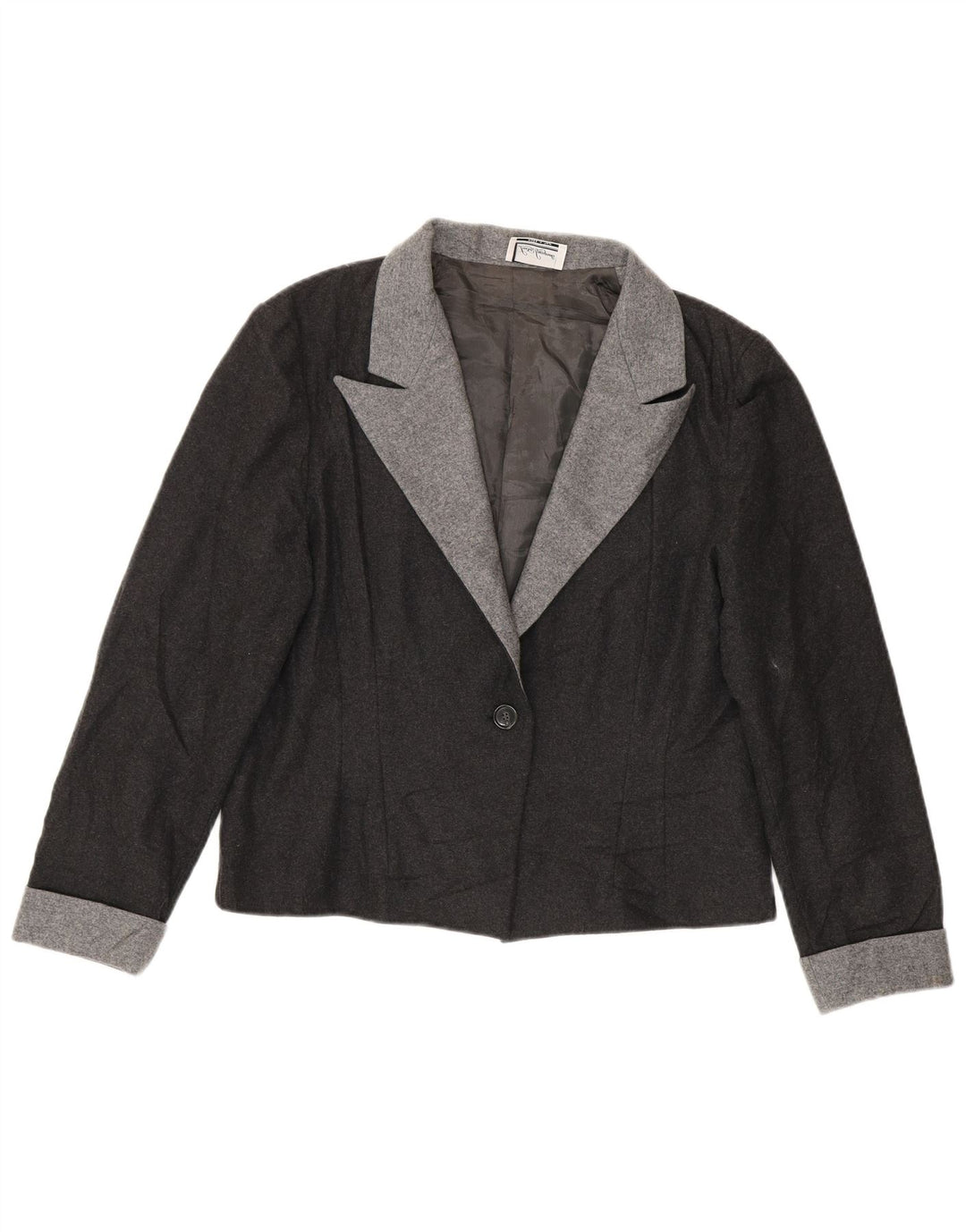 Luisa Spagnoli Chaqueta Blazer de 1 Botón para Mujer UK 46 Grande Lana Gris