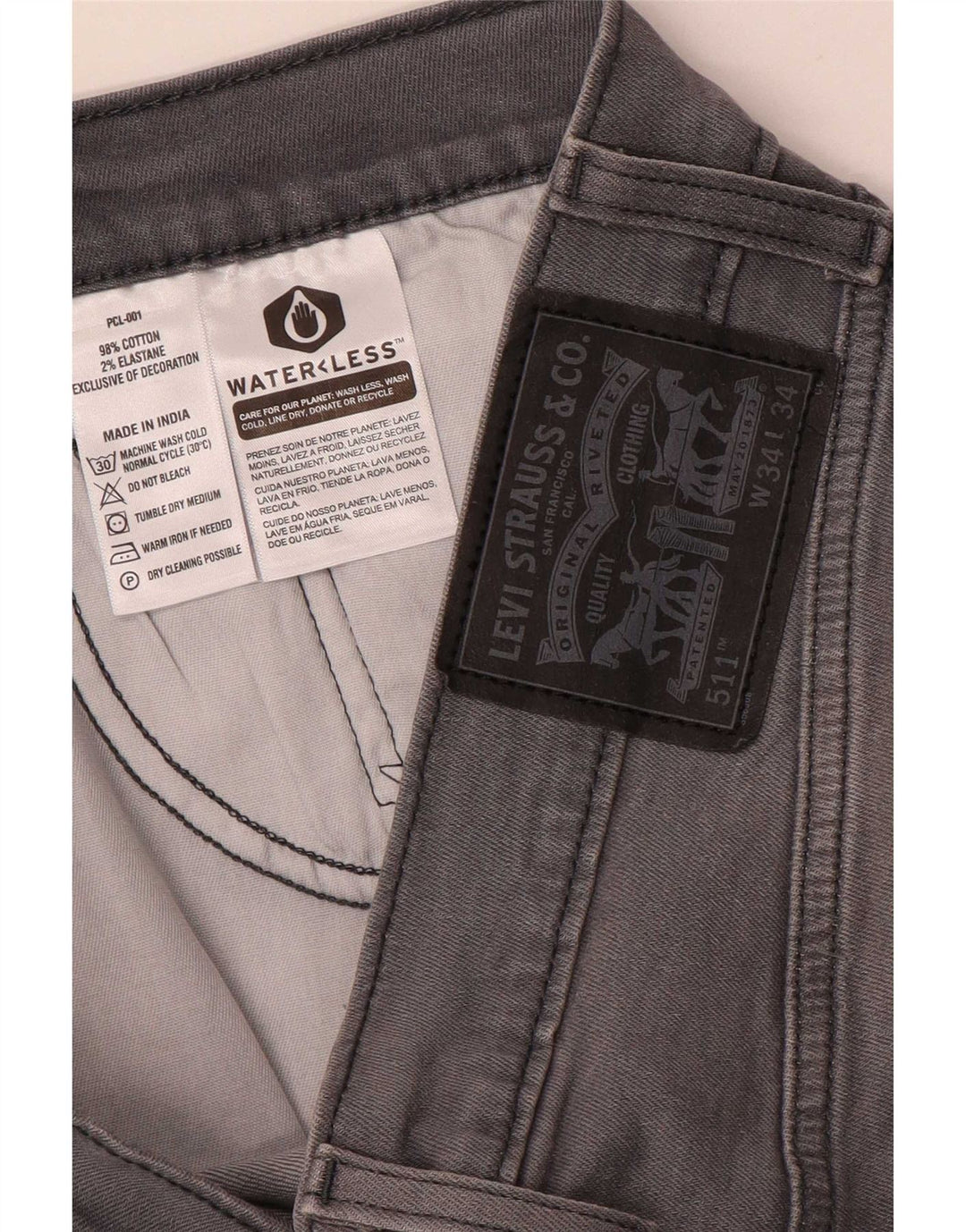 Levi's Vaqueros ajustados para hombre W34 L30 Algodón gris