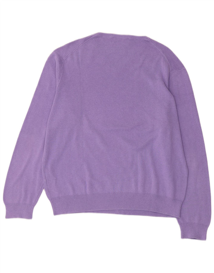 POLO RALPH LAUREN Jersey con cuello en V para mujer UK 46 Algodón morado grande