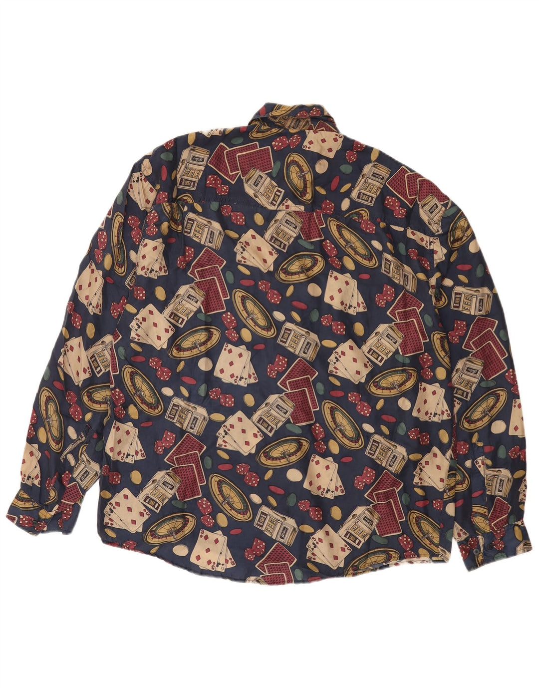 Camisa gráfica vintage para hombre XL Seda azul marino