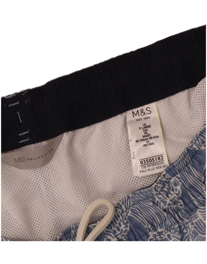 Marks & Spencer Bañador con estampado abstracto para hombre XL Poliéster azul