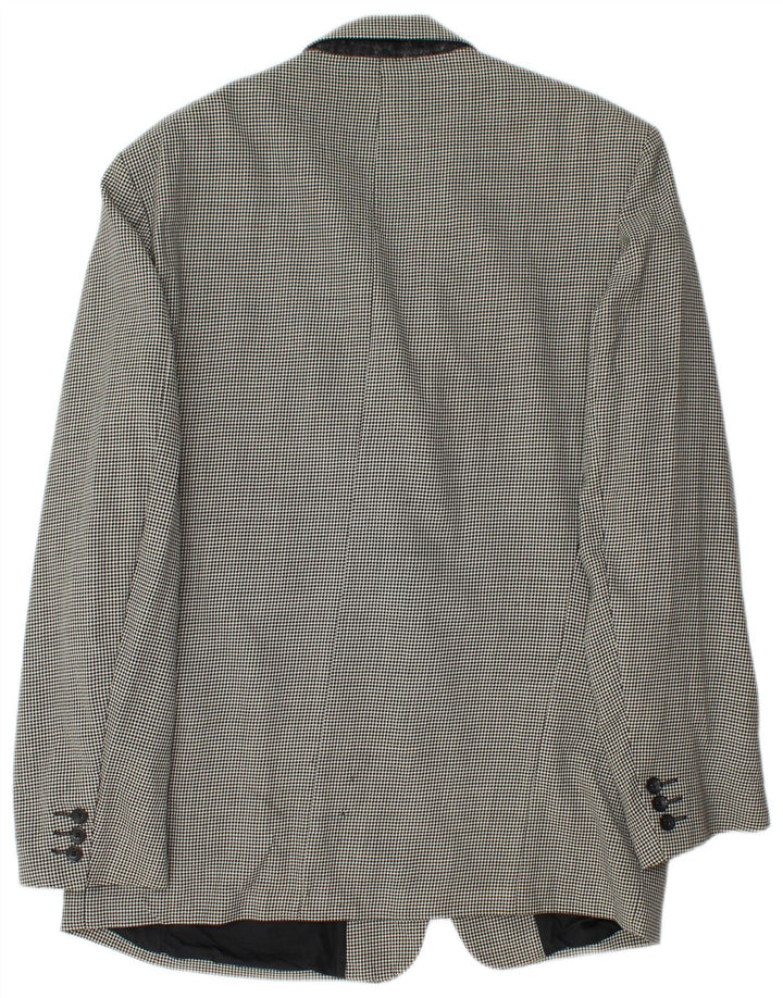 VINTAGE Chaqueta Blazer de 2 botones para hombre Reino Unido 42 XL Lana nueva de pata de gallo negra