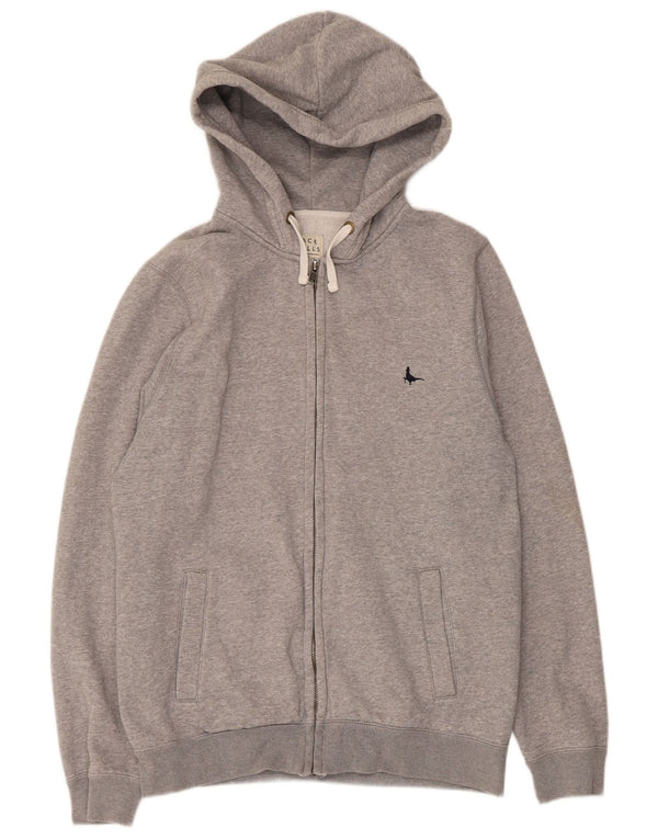 Jack Wills Mens Zip Hoodie Sweater Medium Grey Flecked Cotton