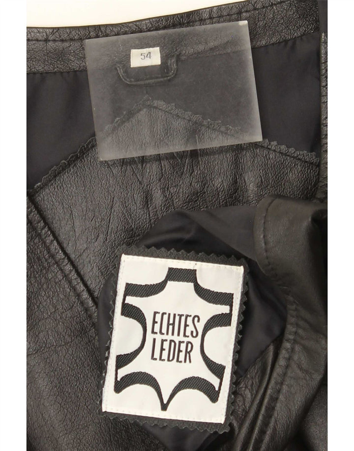 Chaleco de cuero vintage para hombre IT 54 XL Negro