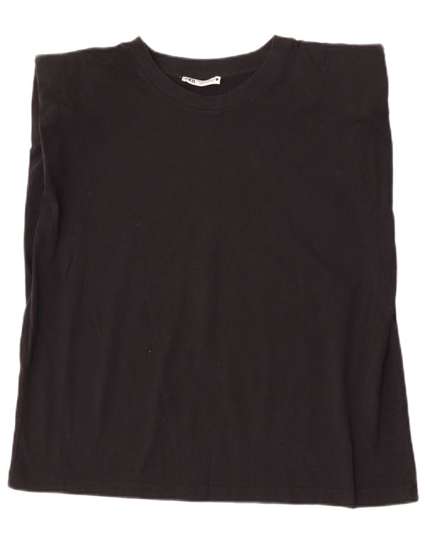 Zara Mujer Chaleco Top UK 44 Mediano Negro