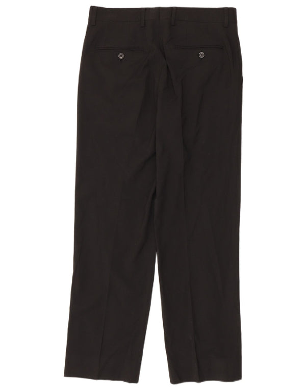 Zara Pantalón de traje recto para hombre EU 40 Medium W31 L30 Poliéster negro