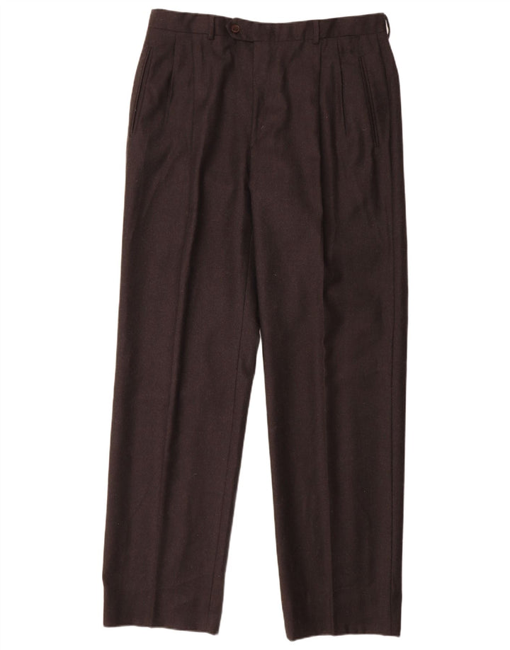 MARCO PLANESIO Pantalón de traje con pinzas para hombre IT 52 XL W34 L33 Lana negra