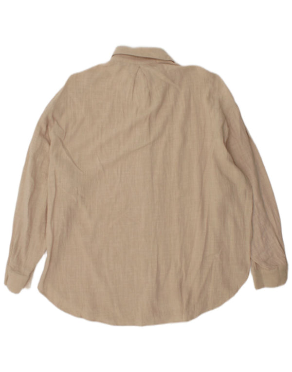 Zara Mujer Camisa Extragrande UK 6 XS Algodón Beige