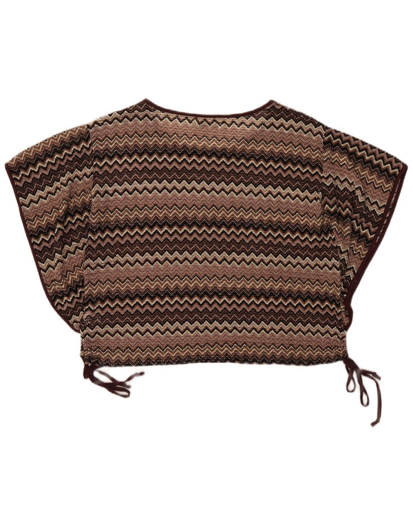Mizumi Blusa extragrande con alas de murciélago para mujer UK 10 Small Brown Chevron