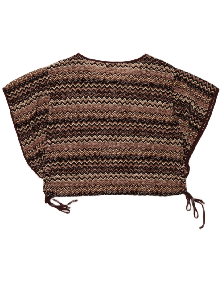 Mizumi Blusa extragrande con alas de murciélago para mujer UK 10 Small Brown Chevron