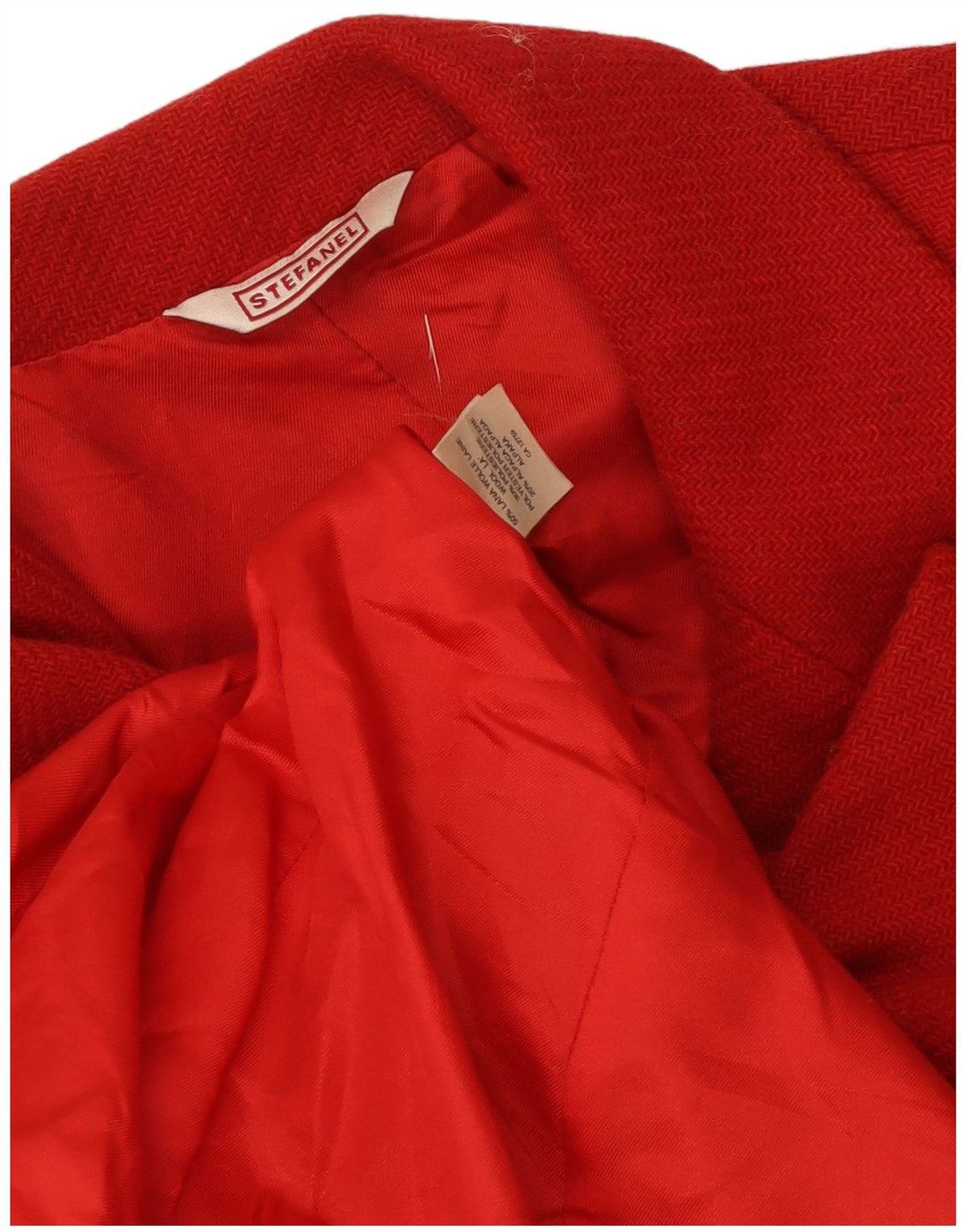 Stefanel Chaqueta Blazer de 3 Botones para Mujer UK 44 Lana Roja Mediana