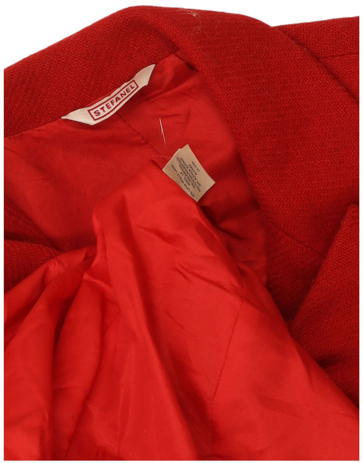 Stefanel Chaqueta Blazer de 3 Botones para Mujer UK 44 Lana Roja Mediana
