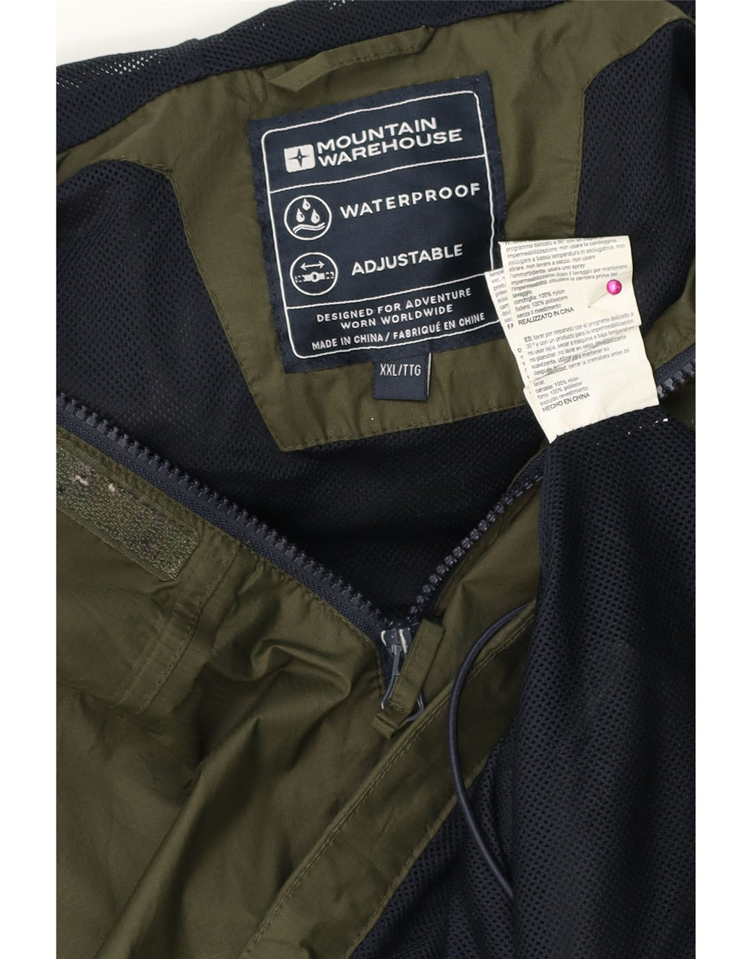 Chaqueta impermeable con capucha para hombre Mountain Warehouse UK 44 2XL Caqui Poliéster