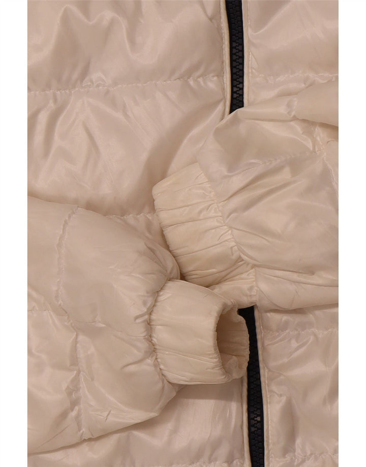 TOMMY HILFIGER Womens Hooded Padded Jacket UK 14 Medium White Polyester