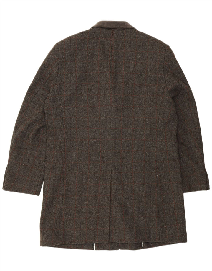 VINTAGE Hombres Regular Longline 3 Botones Blazer Chaqueta Reino Unido 46 3XL Gris Check