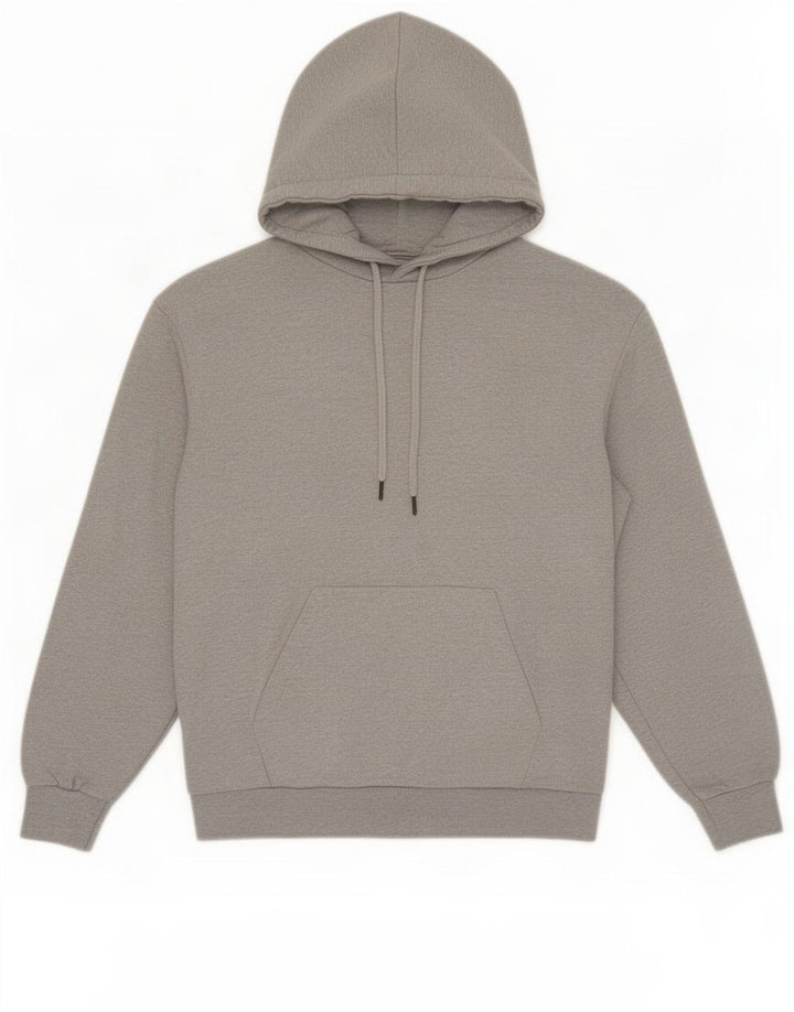 Zara Hombre Sudadera Con Capucha Jersey Gris Medio Algodón