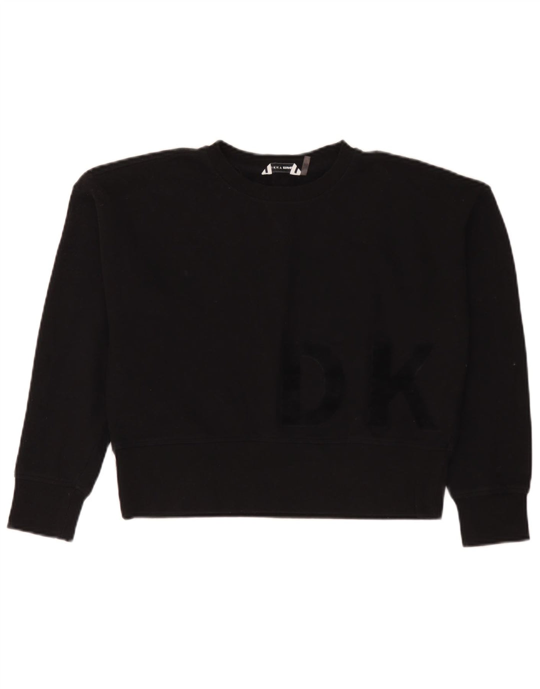 Dkny Mujer Oversize Crop Graphic Sudadera Jumper UK 10 Small Negro