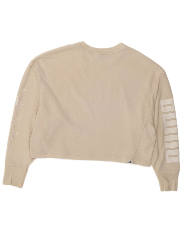 Puma Mujer Oversize Crop Graphic Sudadera Jumper UK 16 Large Beige