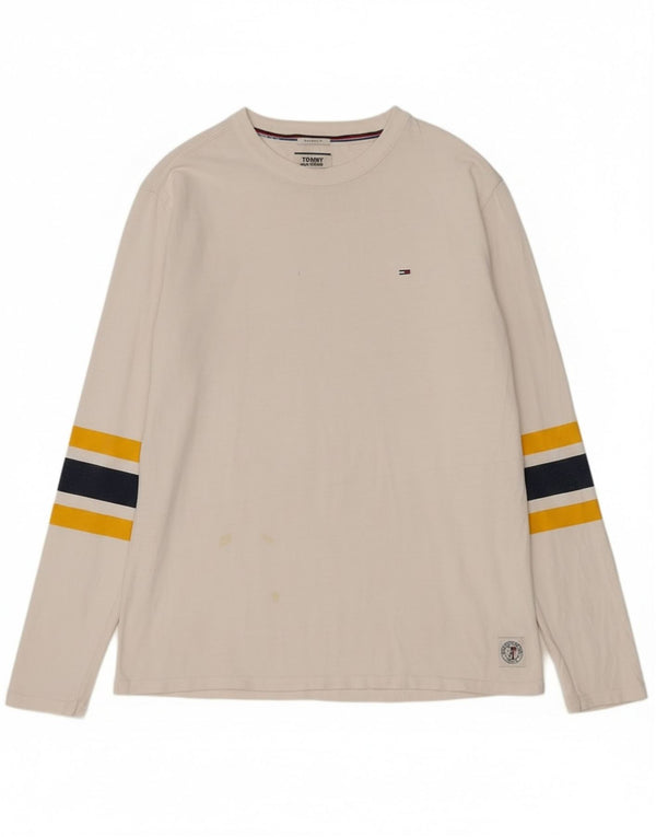 Tommy Hilfiger Top Relajado Para Hombre Manga Larga Algodón A Rayas Blanco Pequeño