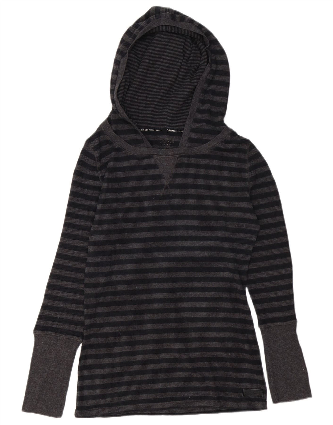 Calvin Klein Top con capucha para mujer Manga larga UK 12 Algodón a rayas gris medio