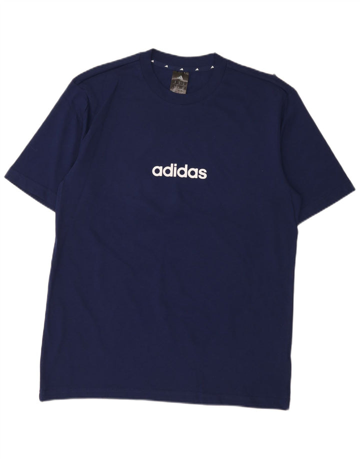 Adidas Hombre Camiseta Gráfica Top Medio Azul Marino Algodón