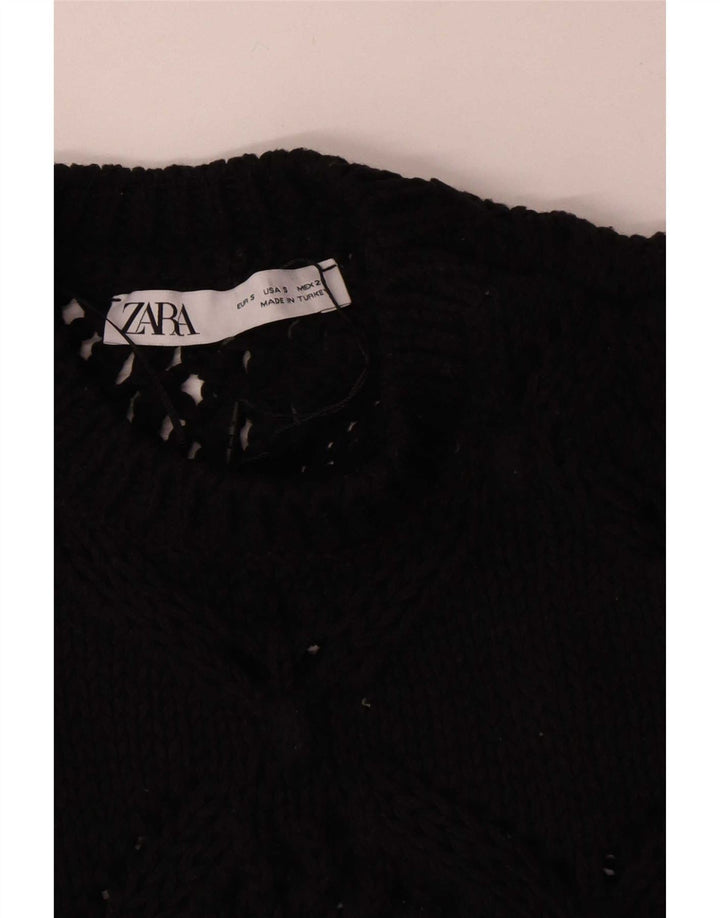 Zara Blusa Corta De Punto Sin Mangas para Mujer Top UK 10 Small Poliéster Negro
