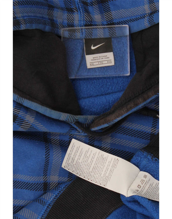 Nike - Sudadera con capucha para hombre, talla 2XL, algodón a cuadros azules