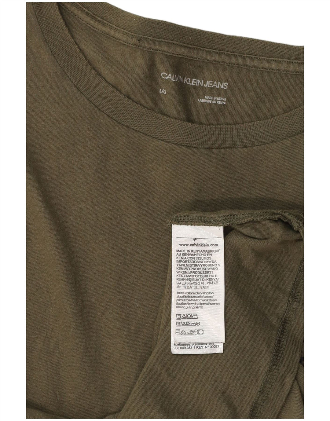 CALVIN KLEIN JEANS Camiseta gráfica para hombre Top grande de algodón caqui