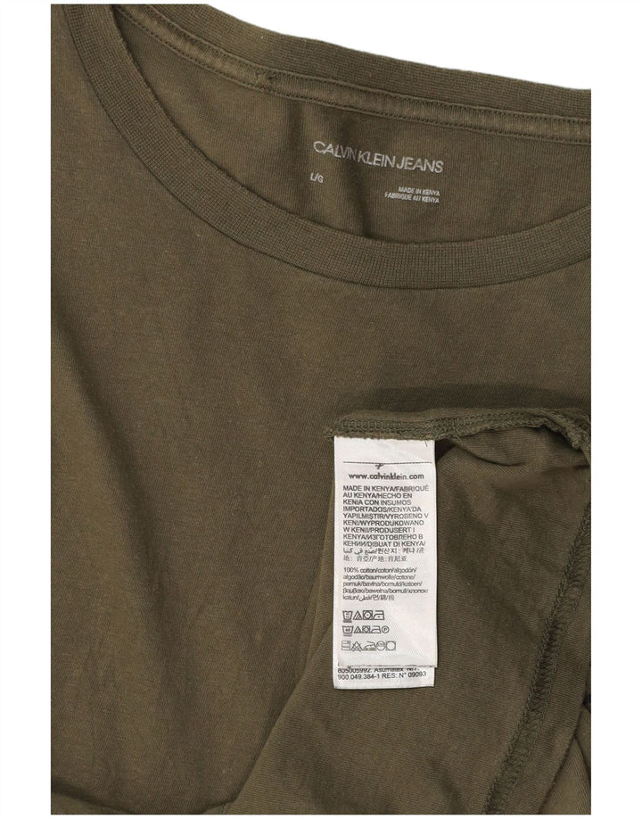 CALVIN KLEIN JEANS Camiseta gráfica para hombre Top grande de algodón caqui
