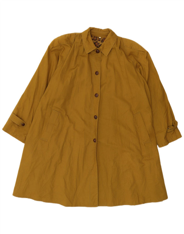 VINTAGE Abrigo de gran tamaño para mujer Reino Unido 10 Acetato caqui pequeño