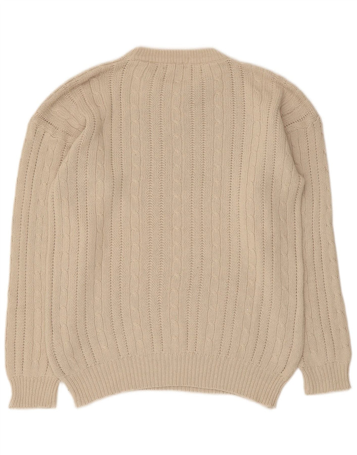 Uno Due - Jersey de cuello redondo para hombre, talla pequeña, algodón beige
