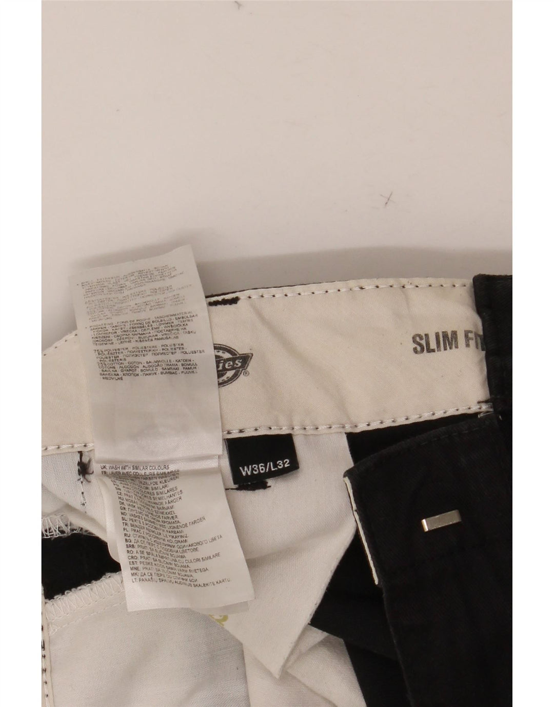 DICKIES Pantalón chino slim fit para hombre W36 L32 Poliéster negro