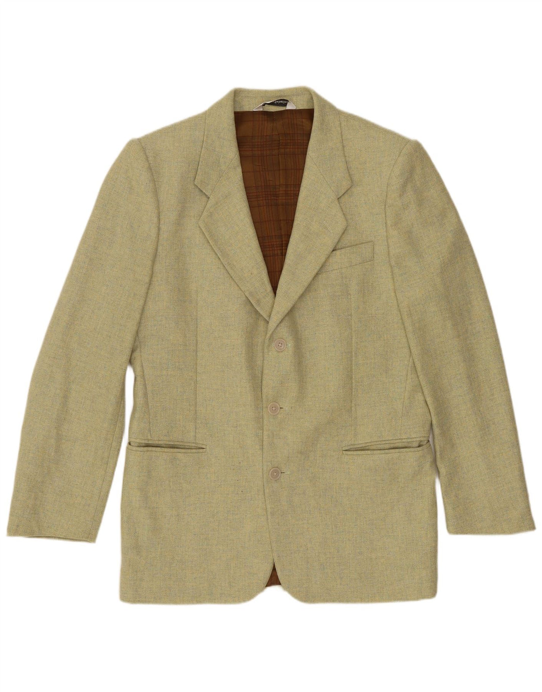 VINTAGE Chaqueta Blazer de 3 Botones para Hombre IT 46 Pequeña Lana Verde