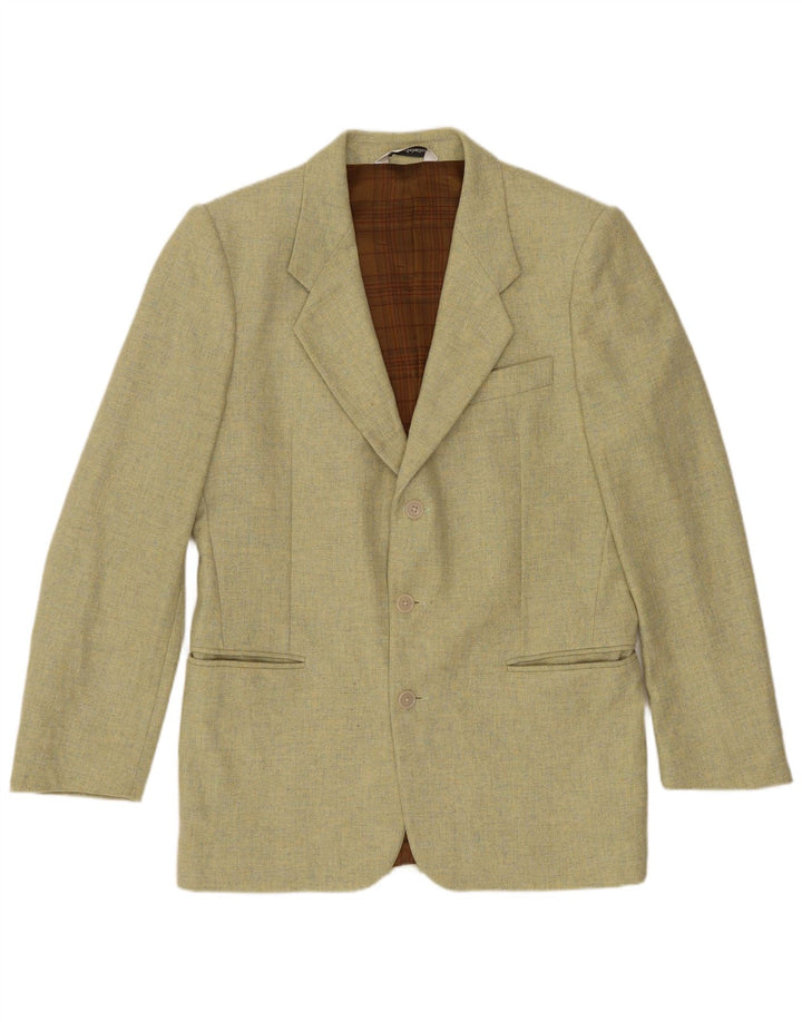 VINTAGE Chaqueta Blazer de 3 Botones para Hombre IT 46 Pequeña Lana Verde