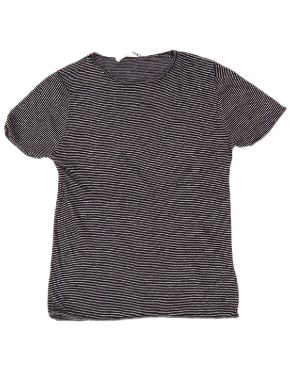 Zara Camiseta Mujer Top UK 12 Medium Azul Marino Rayas Modal