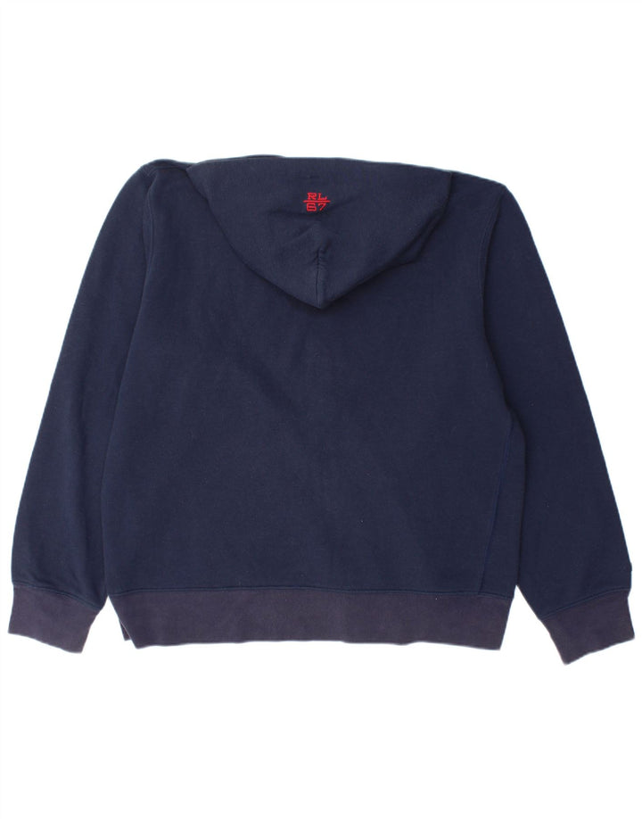 RALPH LAUREN Suéter con capucha y cremallera de ajuste holgado para hombre Azul marino mediano