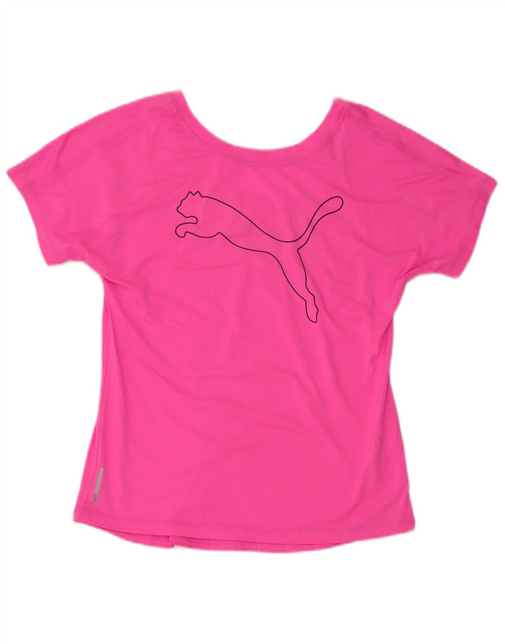 Puma Mujer Crop Graphic Camiseta Top UK 10 Pequeño Poliéster Rosa