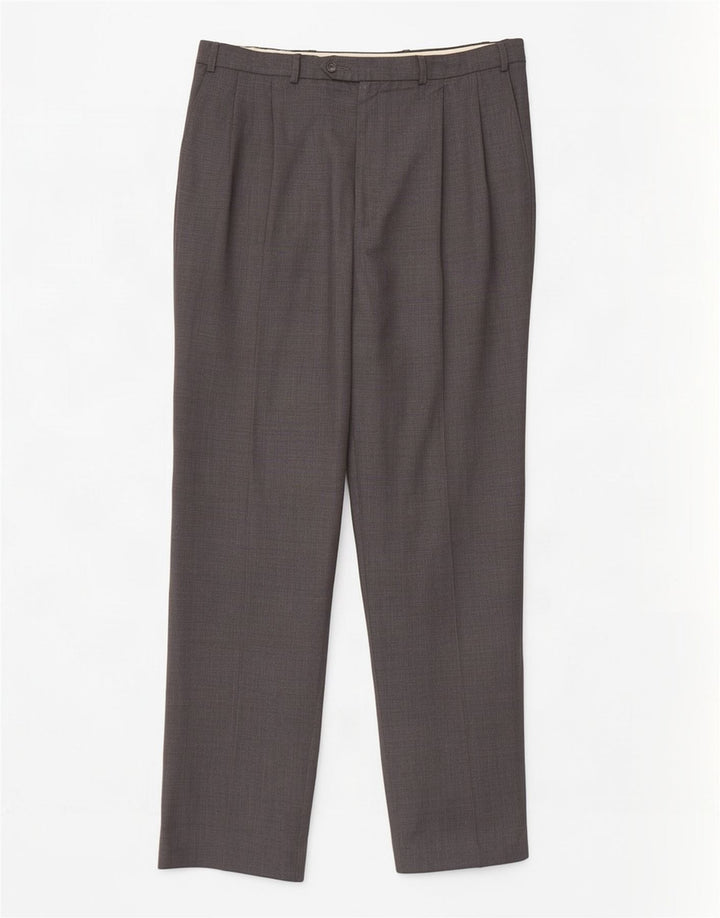 Marks & Spencer Pantalón de traje con pinzas para hombre W38 L33 Lana gris