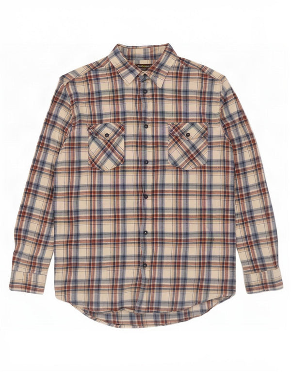 Atlas For Men Camisa De Franela Para Hombre Cuadros Beige Medio