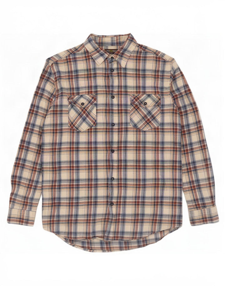 Atlas For Men Camisa De Franela Para Hombre Cuadros Beige Medio