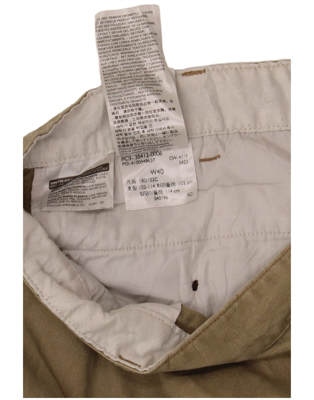 DOCKERS Pantalones cortos chinos para hombre W40 XL Algodón beige