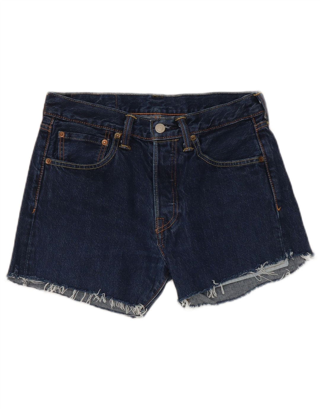 Levi's Mujer 501 Shorts De Mezclilla Desgastados W28 Algodón Azul Marino Medio