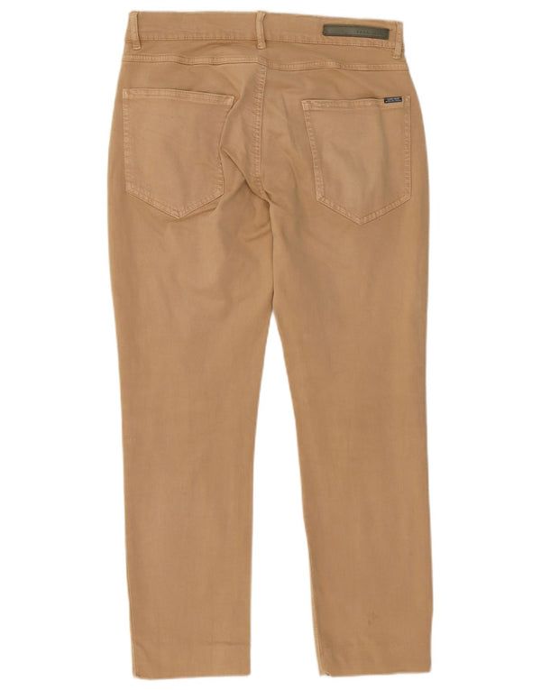 Zara Mujer Pantalones Casuales Slim EU 42 Large W32 L30 Algodón Beige