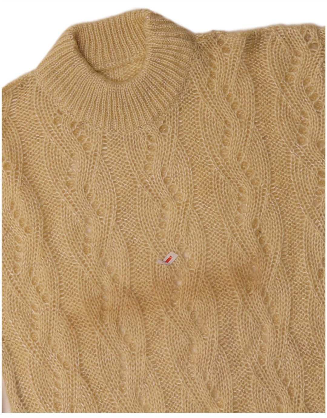 VINTAGE Mujer Cuello Tortuga Jersey Suéter Reino Unido 10 Pequeño Beige