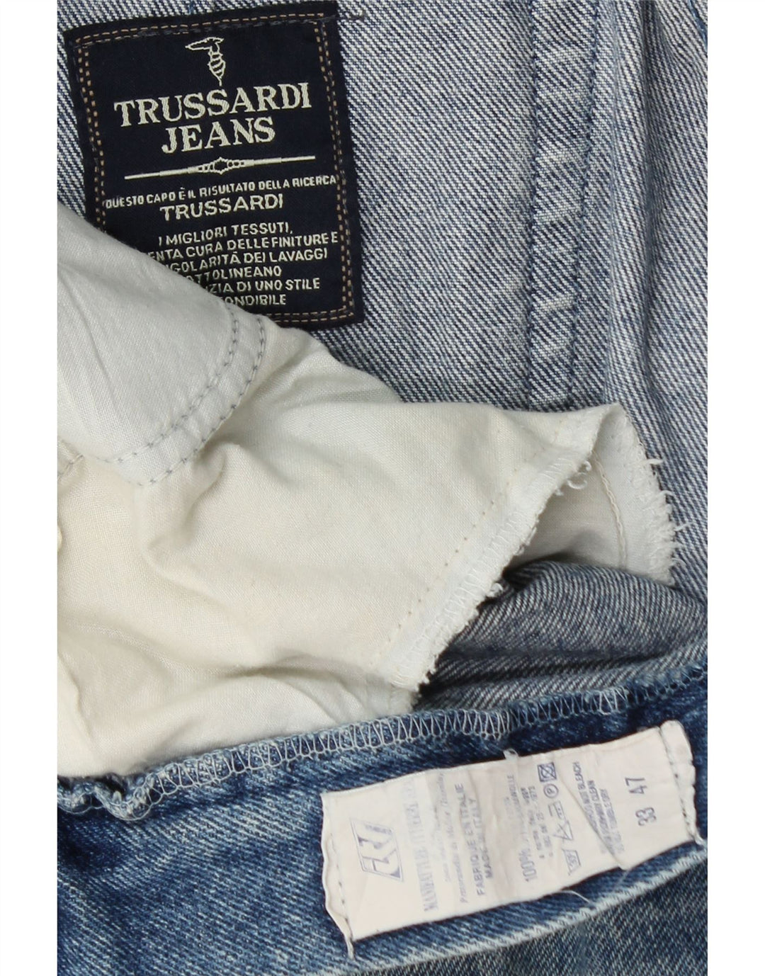 TRUSSARDI Vaqueros cónicos para mujer W33 L30 Algodón azul